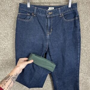 LL Bean Fleece Lined Denim Jeans Womens Size 8 Petite 8P Straight Classic Fit‎